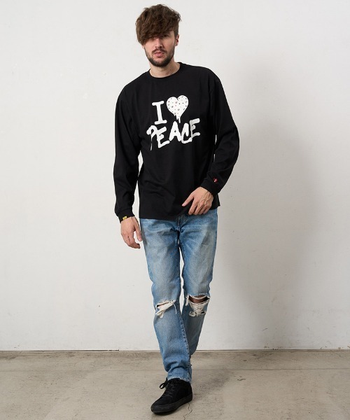 STUD MUFFIN(スタッドマフィン)の「mlt5682- 7ozコットン天竺 カラークリスタルメタルミックスLS Tシャツ(624-02896)(Tシャツ/カットソー・メンズ・ブラック/アッシュ/ホワイト・2/3/4)」の5枚目の写真