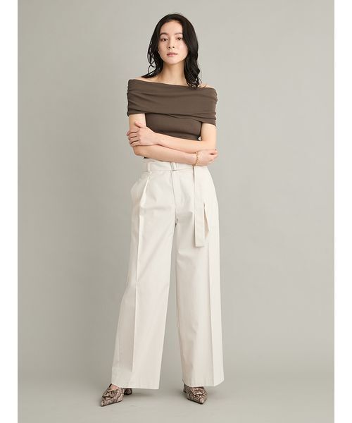 Mila Owen(ミラオーウェン)の「【吸水速乾】【接触冷感】【UVカット】【ウォッシャブル】マルチファンクションセミワイドタックパンツ(その他パンツ・レディース・ラベンダー/ブラウン/ライム/ブラック/アイボリー・00/1/0)」の12枚目の写真