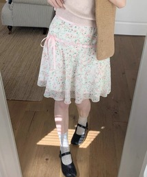 【LAMPOON】花柄シフォンミニスカート
