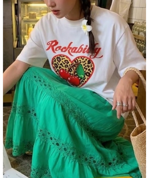 CHEER(チアー)の「ヒョウ柄 ハート チェリー プリントレトロ ロカビリーTシャツ(Tシャツ/カットソー・レディース・ホワイト・FREE)」の7枚目の写真