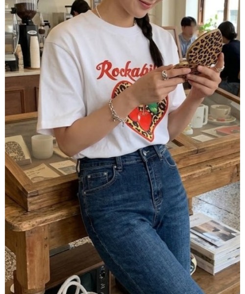 CHEER(チアー)の「ヒョウ柄 ハート チェリー プリントレトロ ロカビリーTシャツ(Tシャツ/カットソー・レディース・ホワイト・FREE)」の8枚目の写真