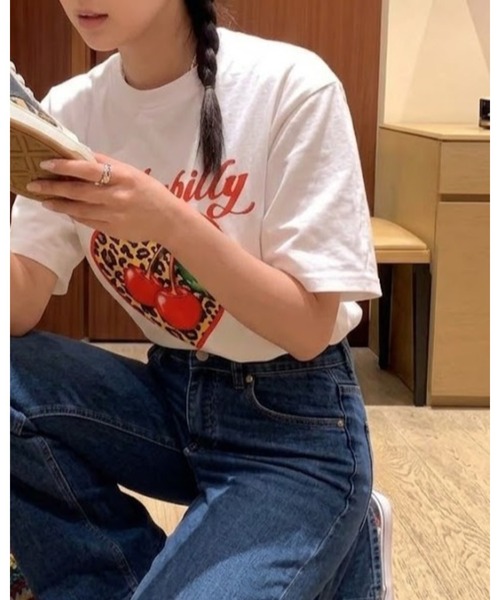 CHEER(チアー)の「ヒョウ柄 ハート チェリー プリントレトロ ロカビリーTシャツ(Tシャツ/カットソー・レディース・ホワイト・FREE)」の14枚目の写真