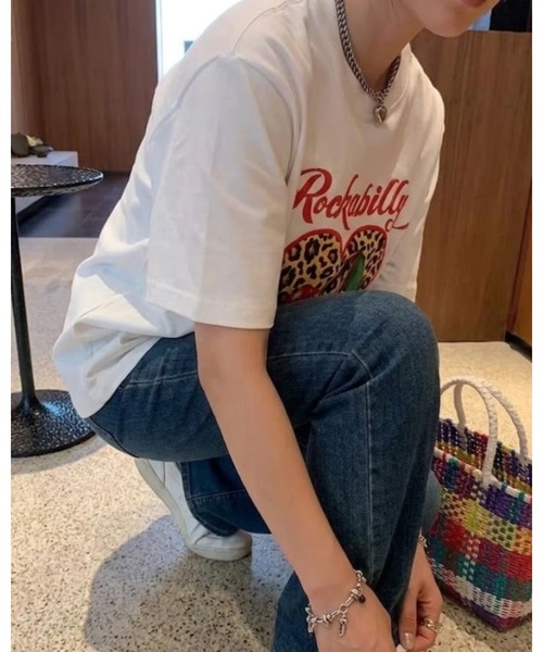 CHEER(チアー)の「ヒョウ柄 ハート チェリー プリントレトロ ロカビリーTシャツ(Tシャツ/カットソー・レディース・ホワイト・FREE)」の16枚目の写真