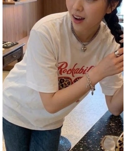 CHEER(チアー)の「ヒョウ柄 ハート チェリー プリントレトロ ロカビリーTシャツ(Tシャツ/カットソー・レディース・ホワイト・FREE)」の17枚目の写真