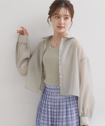 couture brooch | 【洗える】ショート丈 シアーシャツ(シャツ/ブラウス)