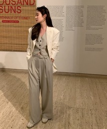 ノースリーブベスト&ハイウエストワイドパンツセットアップ