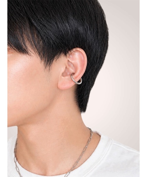 tone(トーン)の「【Agaro】No.525e ミニフープイヤリング 2サイズ 片耳 メンズ(MA)(イヤリング・メンズ・ブラック/シルバー・FREE)」の2枚目の写真