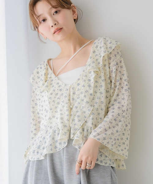 RETRO GIRL(レトロガール)の「アソートCTフリルカーデ(シャツ/ブラウス・レディース・ブルー系その他/ホワイト系その他/オフホワイト・FREE)」の2枚目の写真