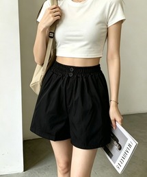 ハイウエストショートパンツ 美脚見え無地