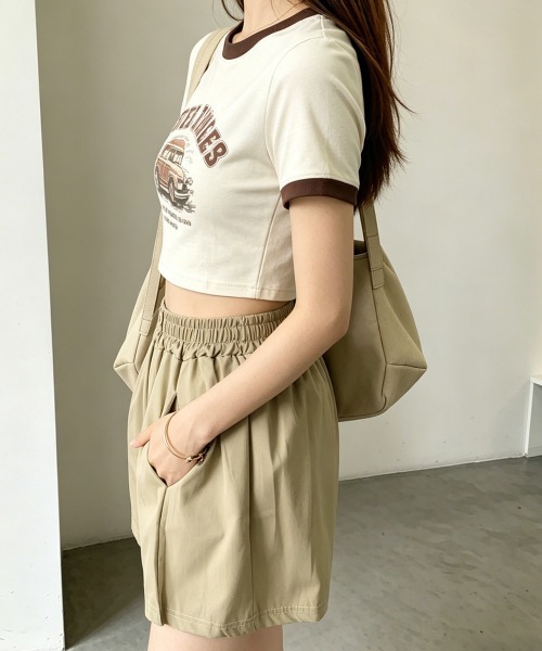 Miniministore（ミニミニストア）の「ハイウエストショートパンツ 美脚見え無地（デニムパンツ・レディース・ベージュ/ブラック・M/L）」の6枚目の写真