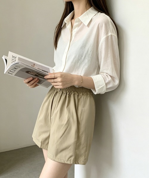 Miniministore（ミニミニストア）の「ハイウエストショートパンツ 美脚見え無地（デニムパンツ・レディース・ベージュ/ブラック・M/L）」の12枚目の写真