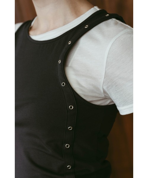 Knuth Marf(クヌースマーフ)の「2piece layered tank tee(Tシャツ/カットソー・レディース・チャコール/ベージュ/ブラック・FREE)」の9枚目の写真