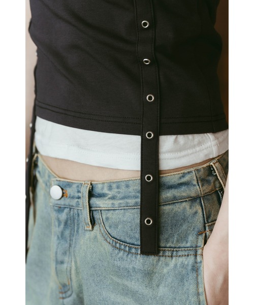 Knuth Marf(クヌースマーフ)の「2piece layered tank tee(Tシャツ/カットソー・レディース・チャコール/ベージュ/ブラック・FREE)」の10枚目の写真