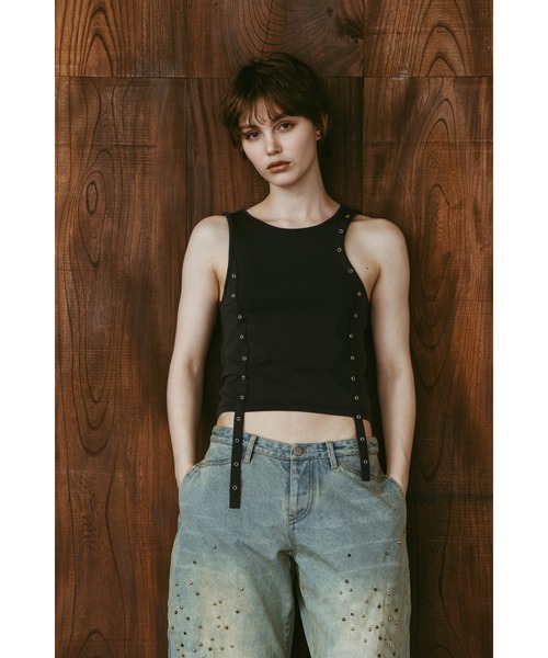 Knuth Marf(クヌースマーフ)の「2piece layered tank tee(Tシャツ/カットソー・レディース・チャコール/ベージュ/ブラック・FREE)」の13枚目の写真