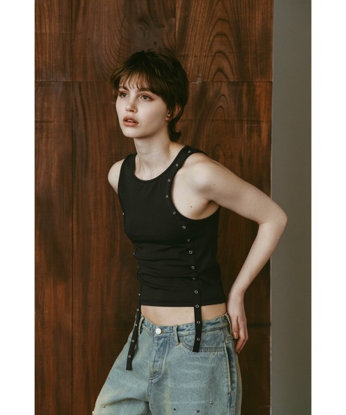 Knuth Marf(クヌースマーフ)の「2piece layered tank tee(Tシャツ/カットソー・レディース・チャコール/ベージュ/ブラック・FREE)」の14枚目の写真