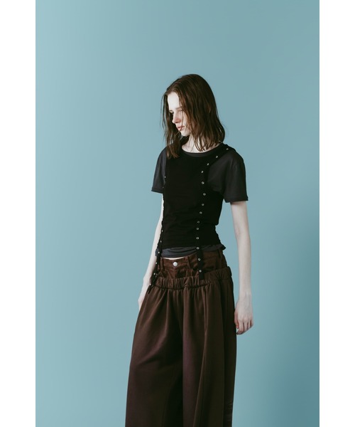 Knuth Marf(クヌースマーフ)の「2piece layered tank tee(Tシャツ/カットソー・レディース・チャコール/ベージュ/ブラック・FREE)」の15枚目の写真
