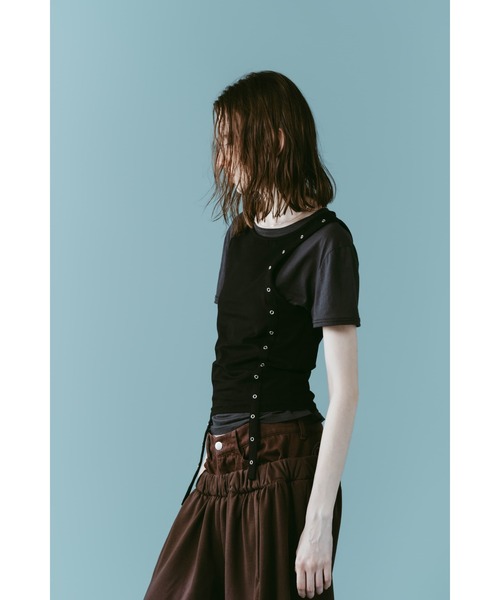 Knuth Marf(クヌースマーフ)の「2piece layered tank tee(Tシャツ/カットソー・レディース・チャコール/ベージュ/ブラック・FREE)」の16枚目の写真