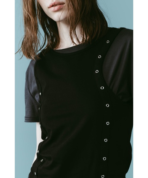 Knuth Marf(クヌースマーフ)の「2piece layered tank tee(Tシャツ/カットソー・レディース・チャコール/ベージュ/ブラック・FREE)」の20枚目の写真