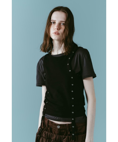 Knuth Marf(クヌースマーフ)の「2piece layered tank tee(Tシャツ/カットソー・レディース・チャコール/ベージュ/ブラック・FREE)」の21枚目の写真