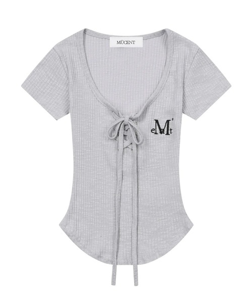 MUCENT(ムセント)の「MUCENT/SARON レースアップトップス(Tシャツ/カットソー・レディース・グレー/ホワイト/ブラック・FREE)」の16枚目の写真