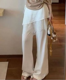 レースラップスカート付きワイドパンツ