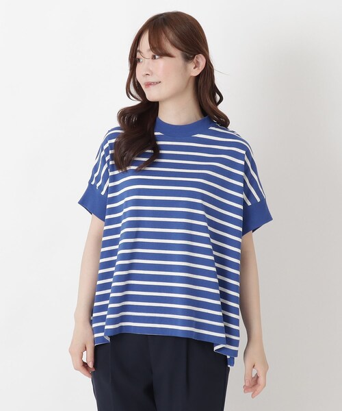one'sterrace(ワンズテラス)の「【リンネル7月号掲載】コットンボーダー半袖プルオーバー(Tシャツ/カットソー・レディース・ブラック系8/アイボリー系8/ブルー系その他7・02)」の5枚目の写真