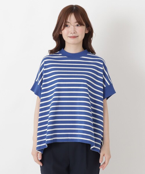 one'sterrace(ワンズテラス)の「【リンネル7月号掲載】コットンボーダー半袖プルオーバー(Tシャツ/カットソー・レディース・ブラック系8/アイボリー系8/ブルー系その他7・02)」の6枚目の写真