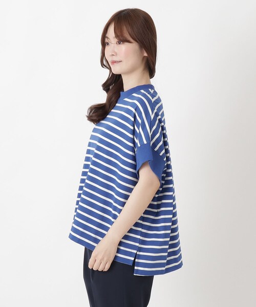 one'sterrace(ワンズテラス)の「【リンネル7月号掲載】コットンボーダー半袖プルオーバー(Tシャツ/カットソー・レディース・ブラック系8/アイボリー系8/ブルー系その他7・02)」の7枚目の写真