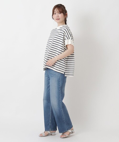 one'sterrace(ワンズテラス)の「【リンネル7月号掲載】コットンボーダー半袖プルオーバー(Tシャツ/カットソー・レディース・ブラック系8/アイボリー系8/ブルー系その他7・02)」の14枚目の写真