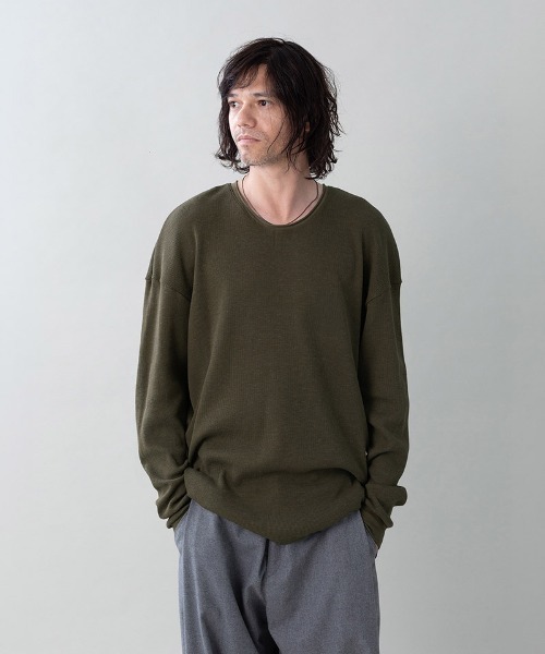 EGO TRIPPING(エゴトリッピング)の「mlt5727-WOOL THERMAL-TEE print ウールサーマルカットソー(666710)(Tシャツ/カットソー・メンズ・ブラック/チャコール/オリーブ・48/46)」の10枚目の写真