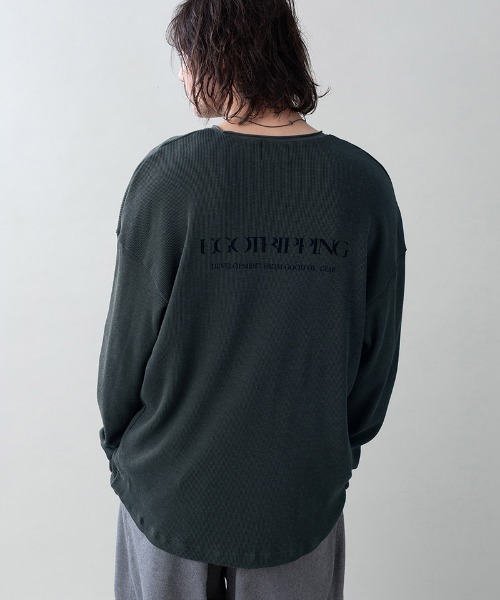 EGO TRIPPING(エゴトリッピング)の「mlt5727-WOOL THERMAL-TEE print ウールサーマルカットソー(666710)(Tシャツ/カットソー・メンズ・ブラック/チャコール/オリーブ・48/46)」の13枚目の写真