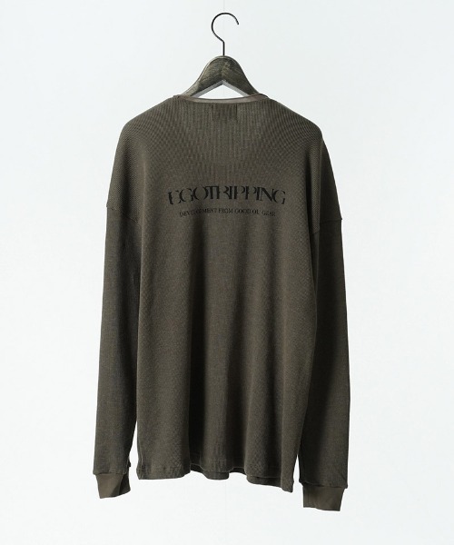 EGO TRIPPING(エゴトリッピング)の「mlt5727-WOOL THERMAL-TEE print ウールサーマルカットソー(666710)(Tシャツ/カットソー・メンズ・ブラック/チャコール/オリーブ・48/46)」の6枚目の写真