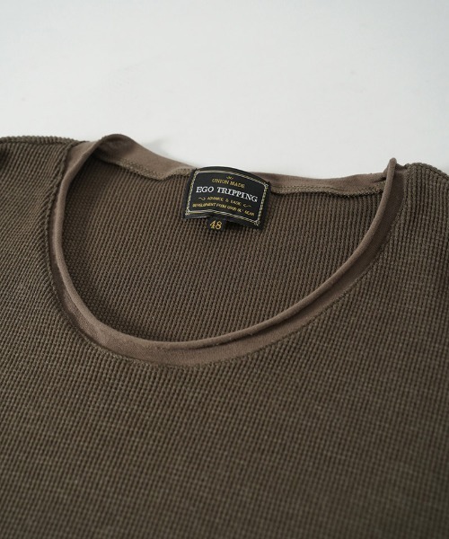EGO TRIPPING(エゴトリッピング)の「mlt5727-WOOL THERMAL-TEE print ウールサーマルカットソー(666710)(Tシャツ/カットソー・メンズ・ブラック/チャコール/オリーブ・48/46)」の7枚目の写真