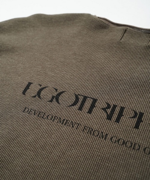 EGO TRIPPING(エゴトリッピング)の「mlt5727-WOOL THERMAL-TEE print ウールサーマルカットソー(666710)(Tシャツ/カットソー・メンズ・ブラック/チャコール/オリーブ・48/46)」の9枚目の写真
