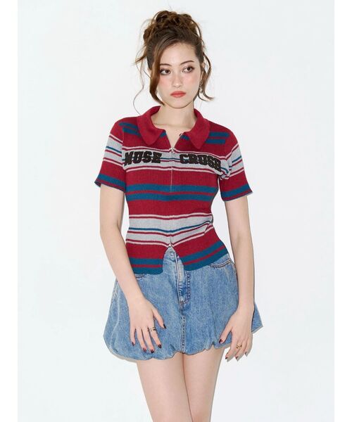 EVRIS(エヴリス)の「Embroidery ZIP ニットトップス(ニット/セーター・レディース・アイボリー/レッド/ブラック・FREE)」の16枚目の写真