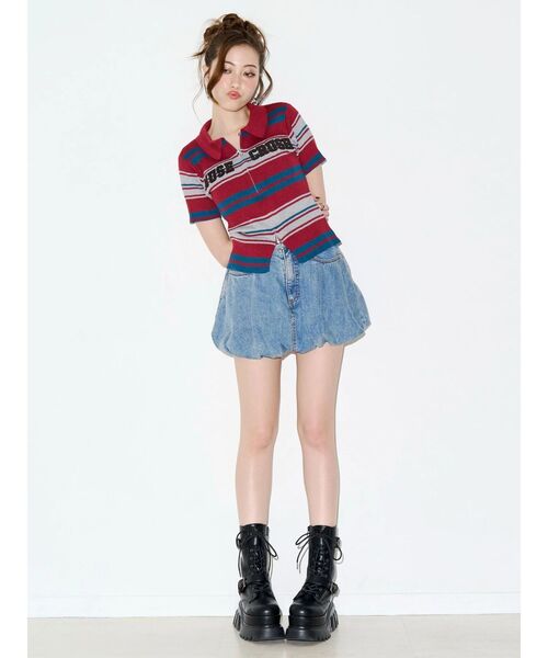EVRIS(エヴリス)の「Embroidery ZIP ニットトップス(ニット/セーター・レディース・アイボリー/レッド/ブラック・FREE)」の20枚目の写真