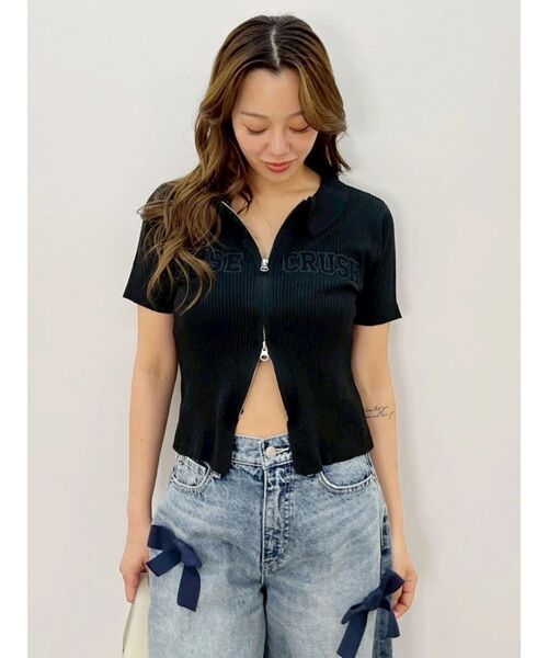 EVRIS(エヴリス)の「Embroidery ZIP ニットトップス(ニット/セーター・レディース・アイボリー/レッド/ブラック・FREE)」の10枚目の写真