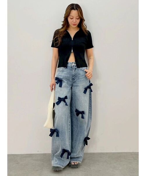 EVRIS(エヴリス)の「Embroidery ZIP ニットトップス(ニット/セーター・レディース・アイボリー/レッド/ブラック・FREE)」の12枚目の写真