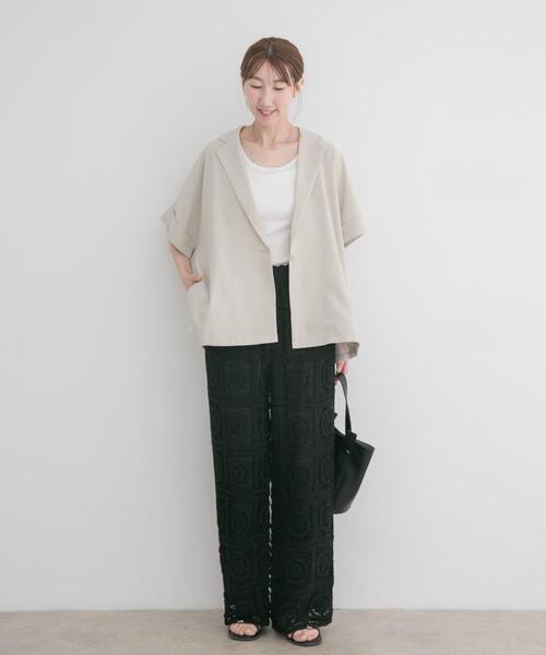 ITEMS URBANRESEARCH（アイテムズ アーバンリサーチ）の「クロシェパンツ（その他パンツ・レディース・ブラック/ベージュ・FREE）」の4枚目の写真