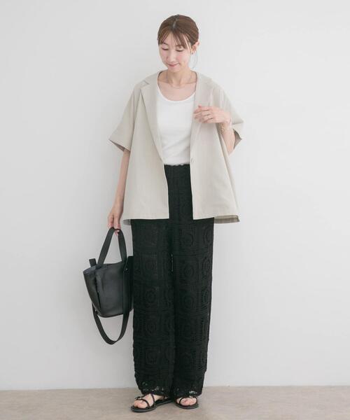 ITEMS URBANRESEARCH（アイテムズ アーバンリサーチ）の「クロシェパンツ（その他パンツ・レディース・ブラック/ベージュ・FREE）」の5枚目の写真