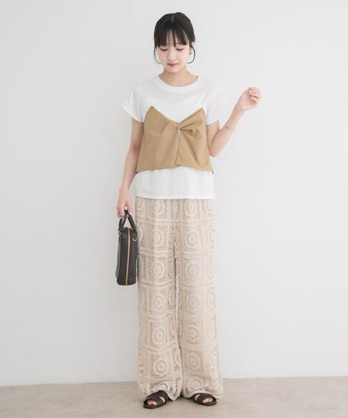 ITEMS URBANRESEARCH（アイテムズ アーバンリサーチ）の「クロシェパンツ（その他パンツ・レディース・ブラック/ベージュ・FREE）」の10枚目の写真