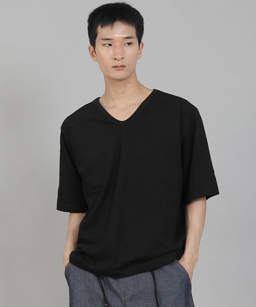 SAINTCREW(セントクルー)の「無地Vネック16sコットン5部半袖TシャツV-8A01ブラック(Tシャツ/カットソー・メンズ・その他・MEDIUM/LARGE/X-LARGE/XXXX-LARGE/XXX-LARGE/XX-LARGE)」の3枚目の写真