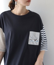 アヒルの刺繍Tシャツ 半端袖
