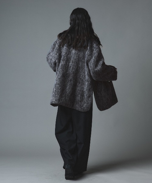 W:Huku(フーク)の「ウール シャギー ステンカラー コート / Wool Shaggy Soutien Collar Coat(ピーコート・レディース・チャコール/マスタード/ブラウン/ライトベージュ・FREE)」の11枚目の写真