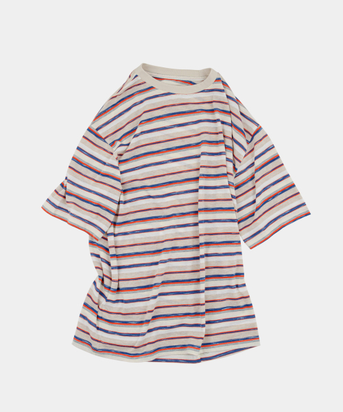 LETTERCOMO(レテルコモ)の「エビニュー ストライプ ハーフスリーブ 半袖Tシャツ オレンジブルー(Tシャツ/カットソー・メンズ・オレンジ・MEDIUM/LARGE/X-LARGE)」の9枚目の写真