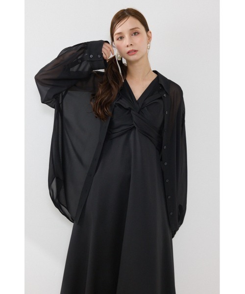 rienda（リエンダ）の「マルチウェイシアーシャツ　夏服　秋服（シャツ/ブラウス・レディース・ブラック/ライトブルー/ホワイト・FREE）」の3枚目の写真