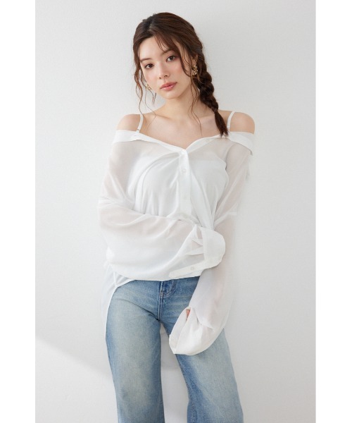 rienda（リエンダ）の「マルチウェイシアーシャツ　夏服　秋服（シャツ/ブラウス・レディース・ブラック/ライトブルー/ホワイト・FREE）」の7枚目の写真