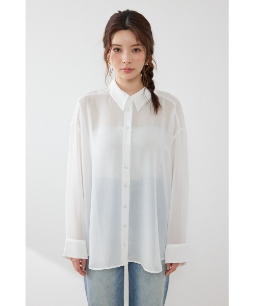 rienda（リエンダ）の「マルチウェイシアーシャツ　夏服　秋服（シャツ/ブラウス・レディース・ブラック/ライトブルー/ホワイト・FREE）」の10枚目の写真