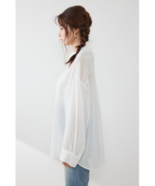 rienda（リエンダ）の「マルチウェイシアーシャツ　夏服　秋服（シャツ/ブラウス・レディース・ブラック/ライトブルー/ホワイト・FREE）」の11枚目の写真