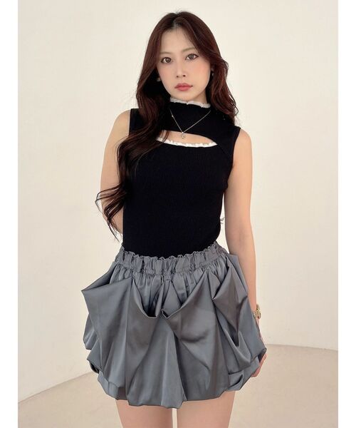 MERCURYDUO(マーキュリーデュオ)の「カットアウトフリルノースリニット(ニット/セーター・レディース・ベビーピンク/ブラック/オフホワイト・FREE)」の18枚目の写真